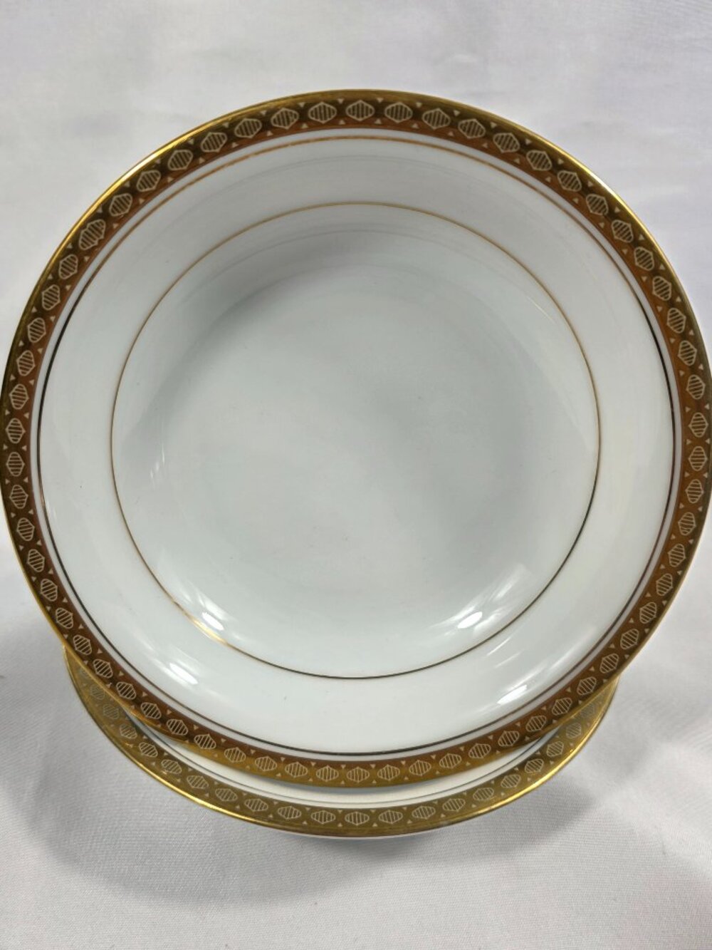 TWO Noritake Richmond Fruit Bowls White with Decor on Gold Trim